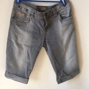 LEI CROPPED GREYN DENIM JEANS WITH EMBROIDERY